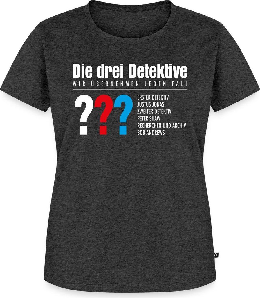 Spreadshirt Die Drei Fragezeichen Detektive Visitenkarte Frauen Premium T-Shirt, 3XL, Anthrazit meliert