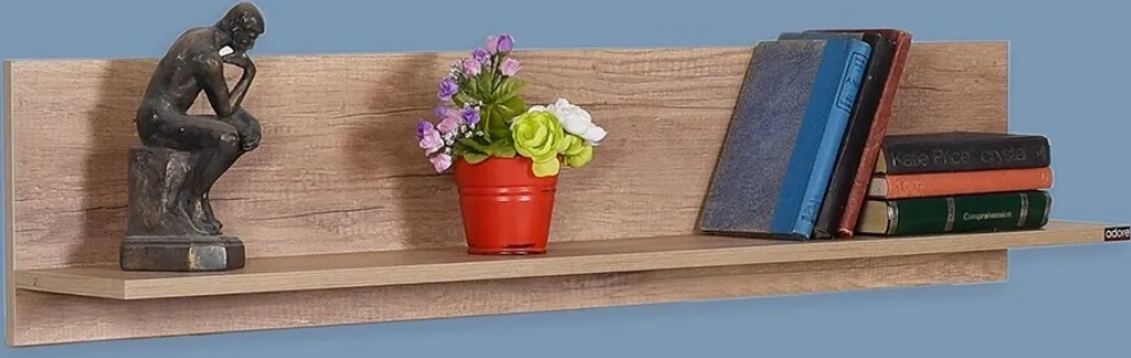 Étagère Murale en Bois de Noyer Clair de 120cm pour Salon Chic