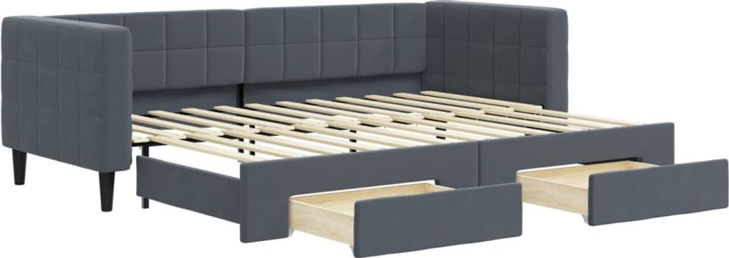 vidaXL Tagesbett Ausziehbar mit Schubladen Dunkelgrau 80x200 cm Samt