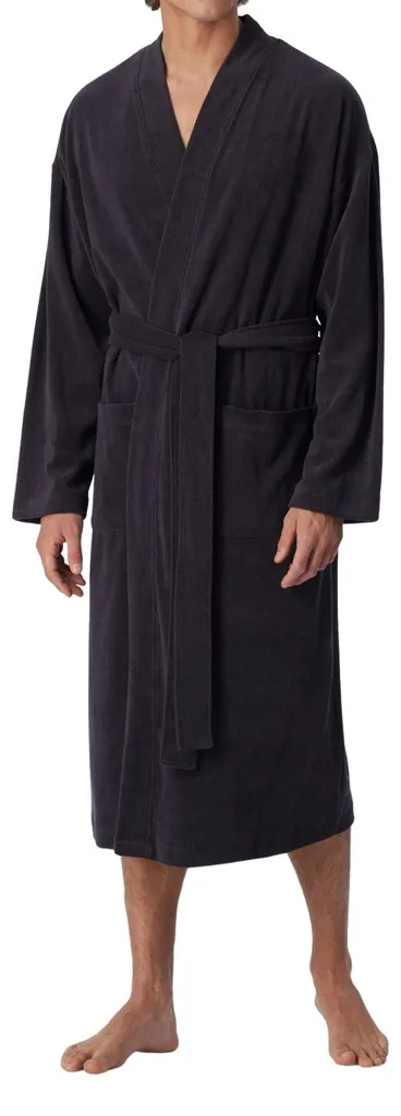 Peignoir Homme Anthracite Schiesser Feather Terry en Éponge Fine XL