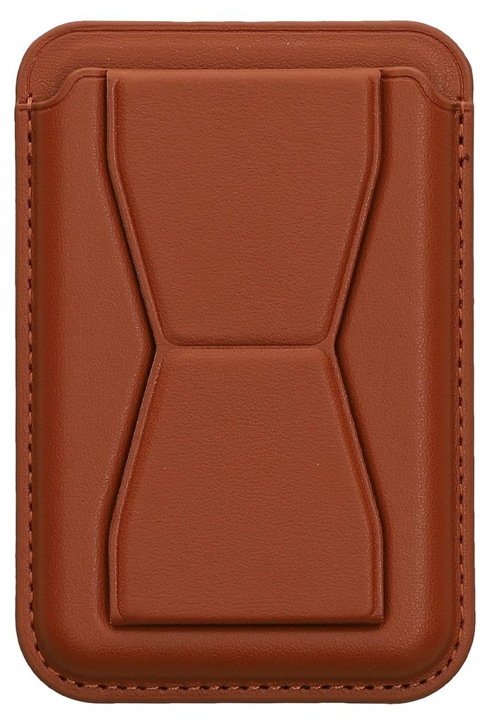 kwmobile Stick-on Kartenhalter für Smartphones - Kunstleder Halter mit Standfunktion - 65 x 95 mm - Platz für 2 Karten - Braun