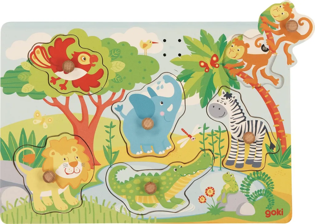 Goki Nick Puzzle Zoo sonore 6 pièces avec boutons de préhension