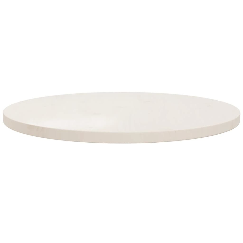 Piano Tavolo Bianco Ø60x2,5 cm in Legno Massello di Pino Immagine del prodotto 