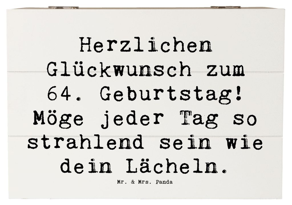 Mr. & Mrs. Panda Box aus Holz Spruch 64. Geburtstag 22 x 15 cm - Weiß - Geschenk, schatztruhe, Geburtstagsparty, Holzkiste, Schatzkiste, Alter, he...