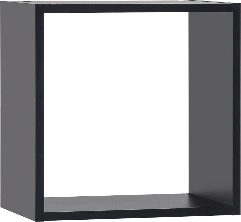 Jugendzimmer - Hängeregal / Wandregal Marincho 98, Farbe: Schwarz - Abmessungen: 53 x 53 x 32 cm (H x B x T)