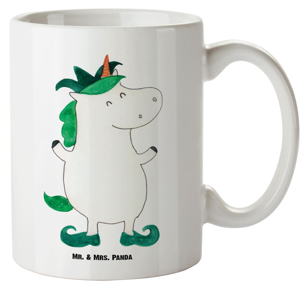 Mr. & Mrs. Panda Jumbo Tasse Einhorn Joker - Weiß - Geschenk, Einhörner, Pott, Unicorn, Keramikbecher, Mittelalter, Große, weisse, Teepott, Hofn...
