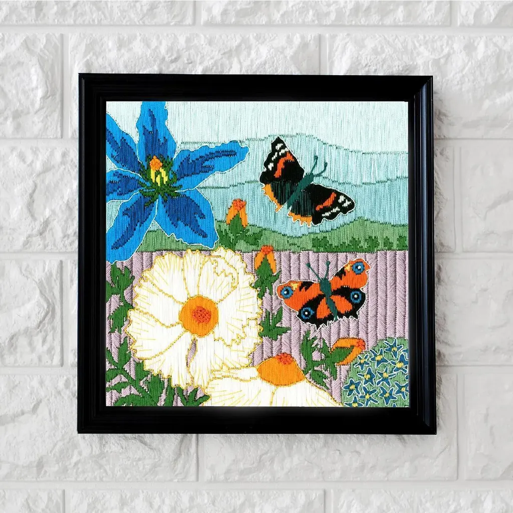 Tableau à Broder Points Longs pour Déco Maison Butterfly Meadow SSKH1 - 2