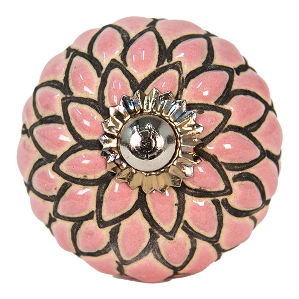 Clayre & Eef Türknauf Ø 3 cm Rosa Keramik Blume Produktbild 