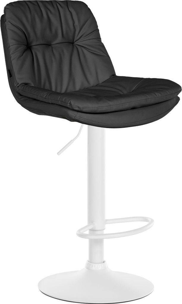 Barhocker MITUN - Kunstleder Schwarz 46x54x92 cm Weiß | Barstuhl Höhenverstellbar Mit Lehne Drehbar Tresenhocker Tresenstuhl Kneipenhocker