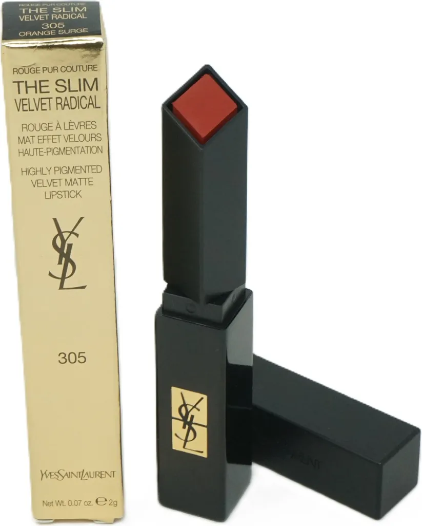 YSL The Slim Velvet Radical 305 Orange Surge pour un Maquillage Longue Tenue