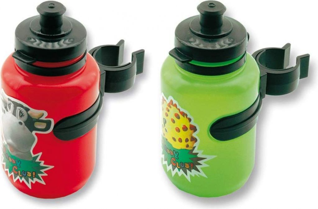 V BIKE Flaschenhalter inklusive Flasche CB-1558S+1437 kompatibel mit Kinder Fahrrädern, Getränkehalter Ø: 27 - 31,8mm