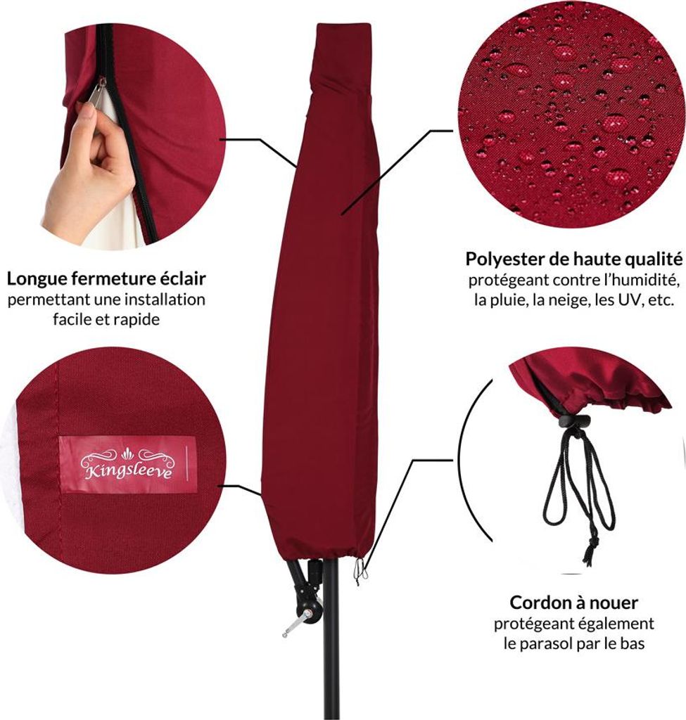 Deuba Housse de protection pour parasol Ø3m Rouge bâche de Image du produit 