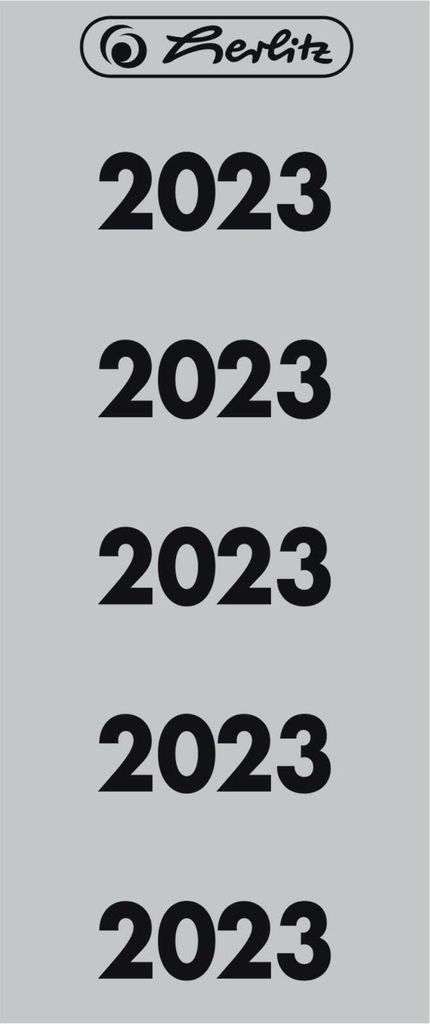 herlitz Ordner-Inhaltsschild Jahreszahl 2023 grau 50 Stück