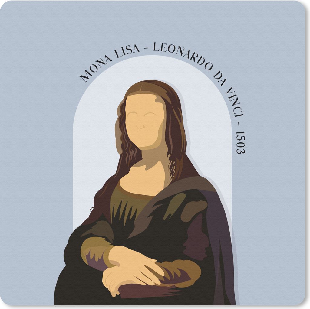 MuchoWow Mauspad Mousepad Mona Lisa - Blau - Vintage - Alte Meister 30x30 cm - Mousepads - Maus Mat - Pad - Mausunterlage - Gaming