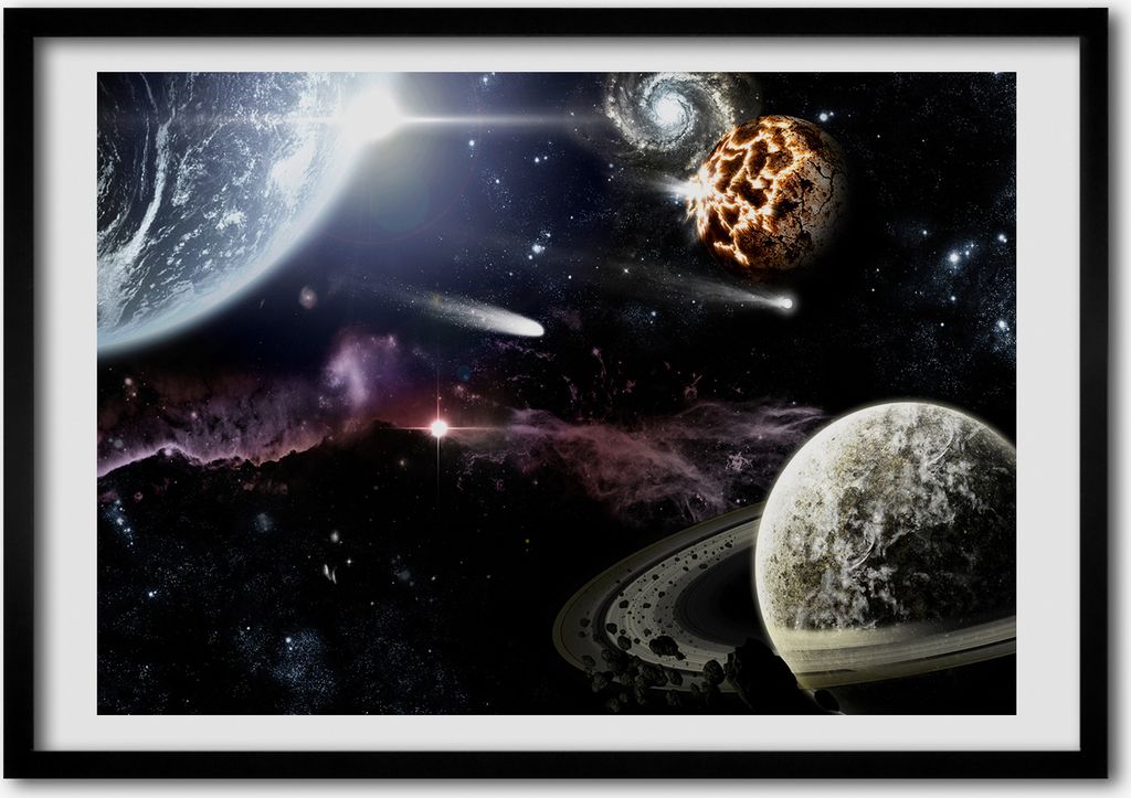 Bild - Bilder - Bilderrahmen - 70 cm x 50 cm - MDF-Rahmen, Wandkunst Galaxis