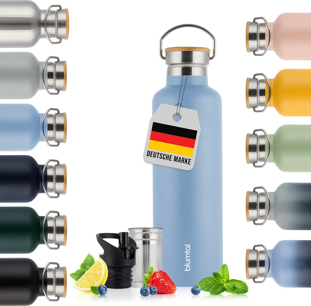 Blumtal Thermosflasche 1L - doppelwandige Trinkflasche Edelstahl 1L - Isolierflasche 1L BPA frei - Edelstahl Trinkflasche - Teeflasche - Trinkflasc...