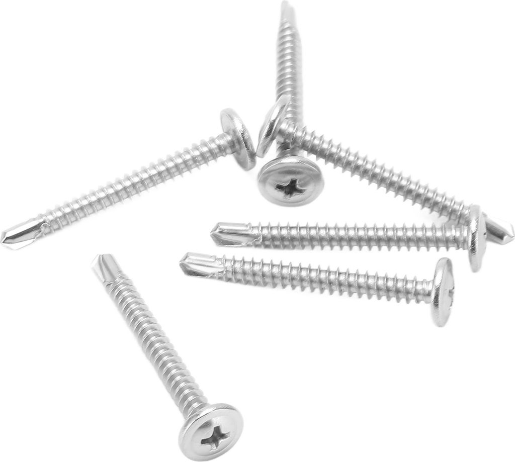50 Stück Linsenkopfschrauben aus Edelstahl 304, Gewinde M4,2x38, runde Unterlegscheibenkopf-Bohrschrauben
