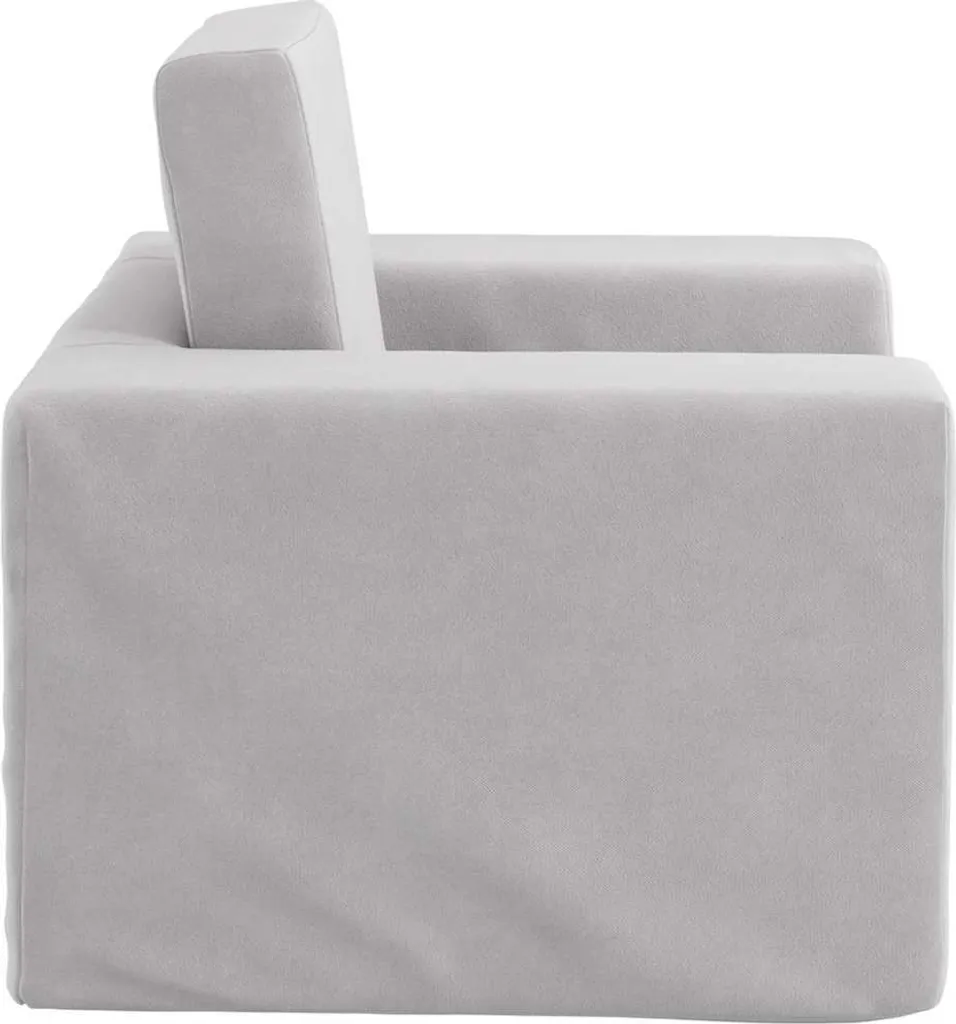 Petit canapé enfant gris clair déhoussable en peluche ultra moelleuse - 4