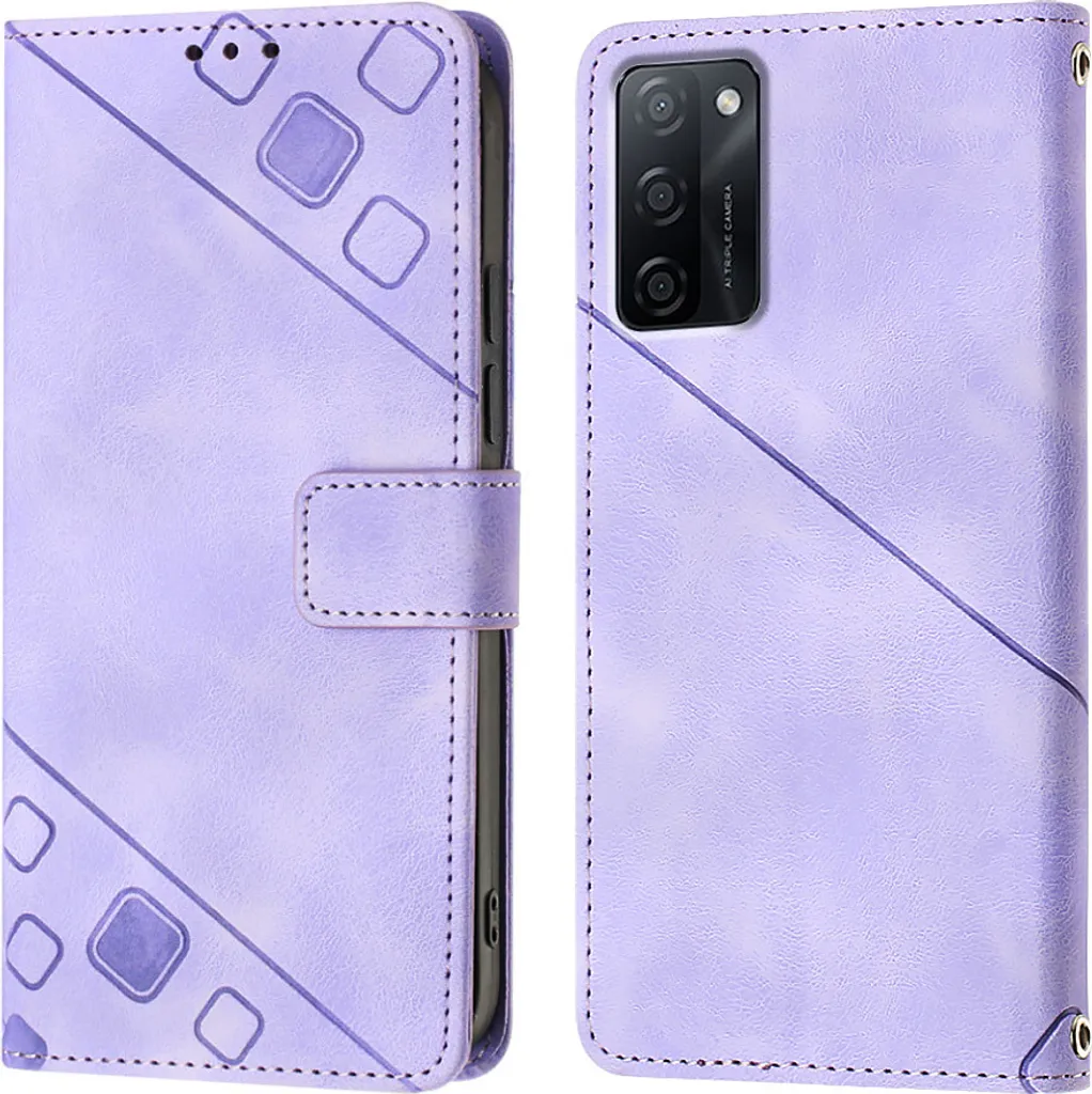 Custodia Protettiva OPPO A55S 5G Viola - Pelle Flip Antiurto Rilievo