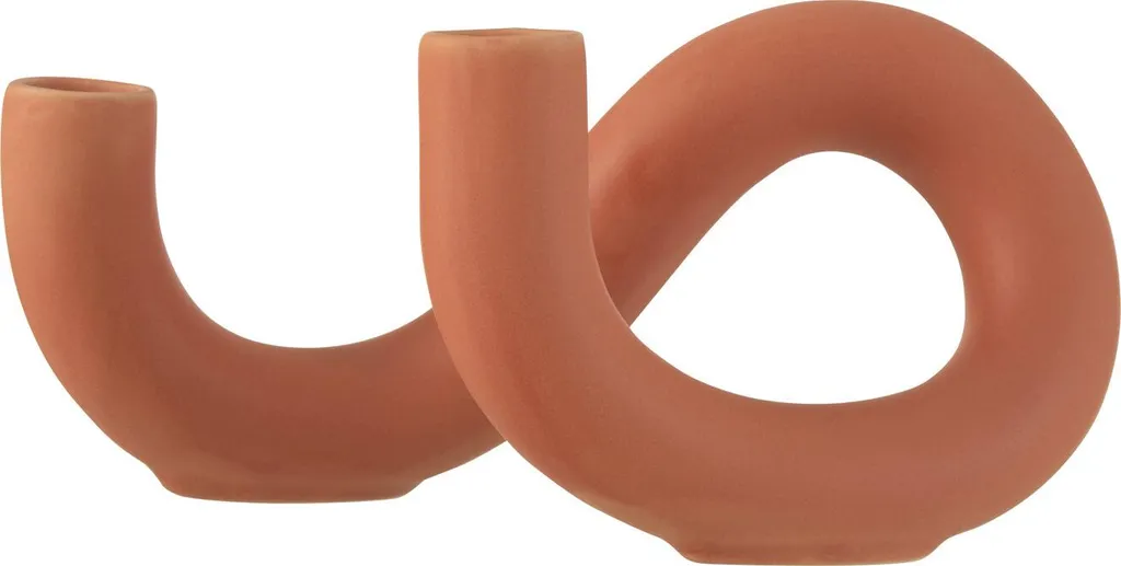 Bougeoir spirale J-Line orange en céramique pour 2 bougies stables
