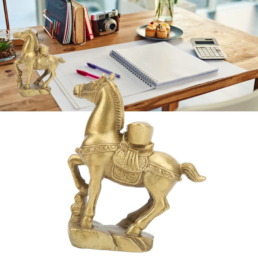 Sculpture de cheval debout en laiton vieilli - Objet déco pour buffet - 11