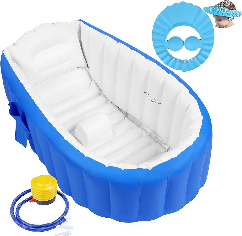 Aufblasbare Babybadewanne für sicheres und spaßiges Baden - Zusammenklappbar und mit Ständer
