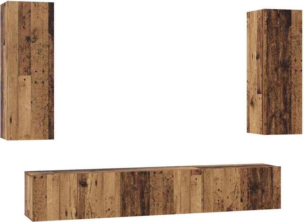 TV-Schrankset Wandmontiert 5 pcs Altholz Holzwerkstoff