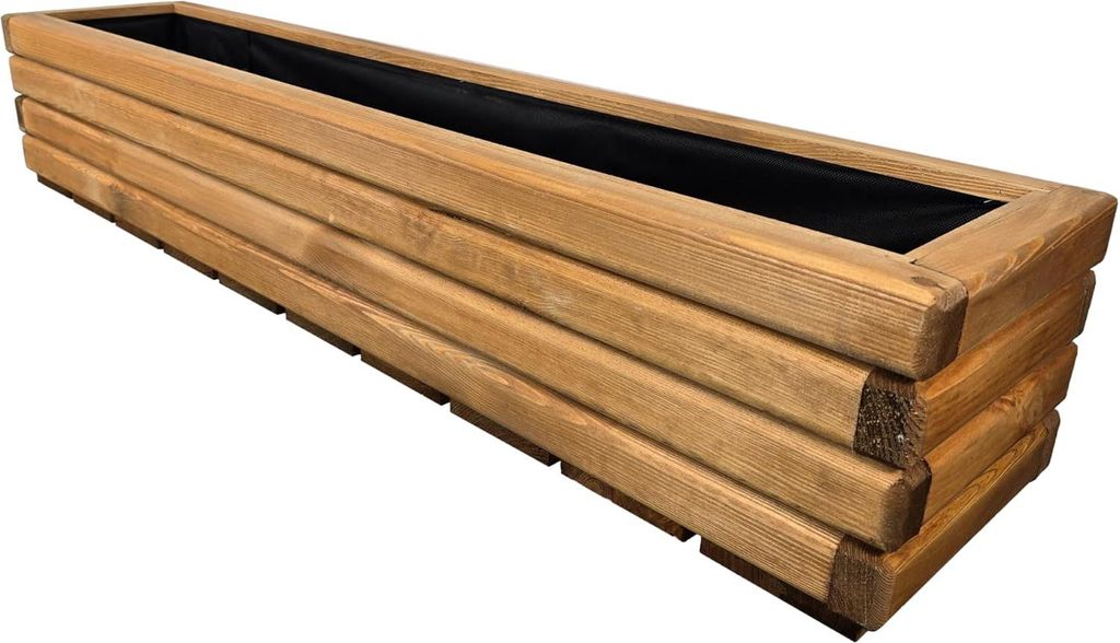 HolzGarden Pflanzkübel Holz Rechteckig 118x25x25 cm Imprägniert Farbe Pinia Wetterfest Blumenkasten Blumentopf Balkon Garten Pflanzkasten 43l