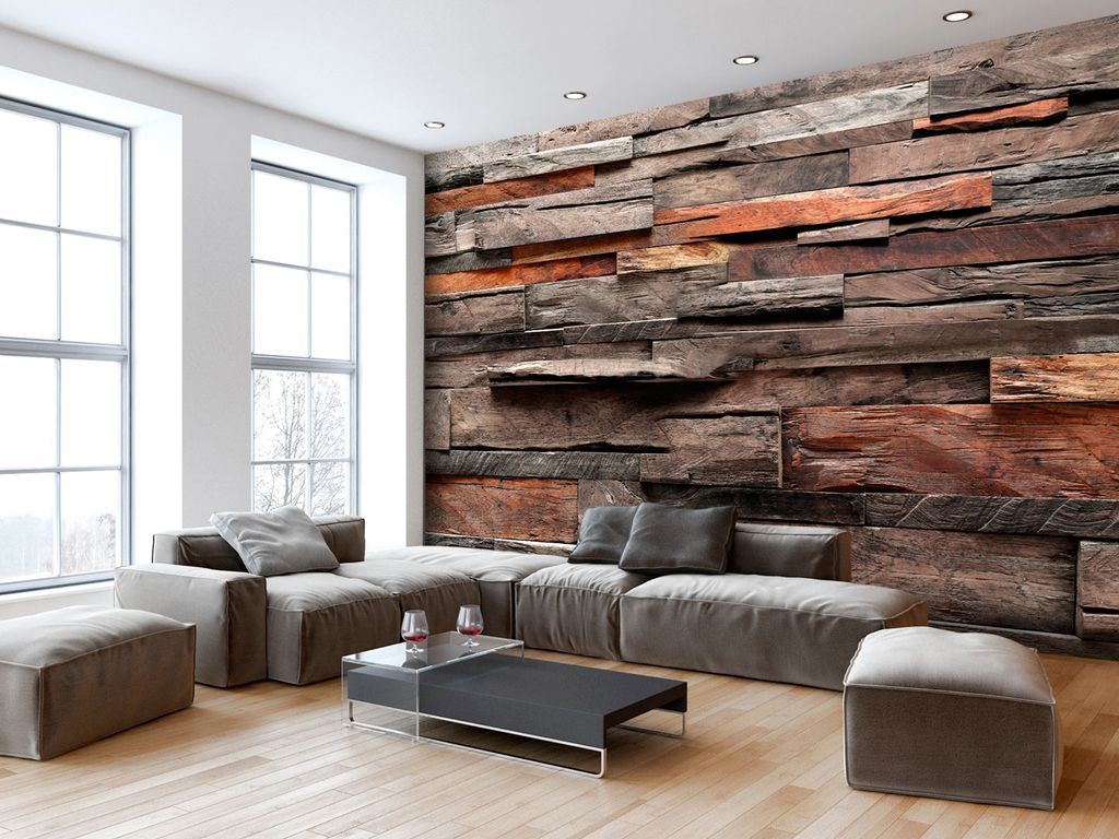Vlies Fototapete Holzoptik 400x280 cm Tapeten Wandtapete XXL Holz Bretter braun f-A-0597-a-b
