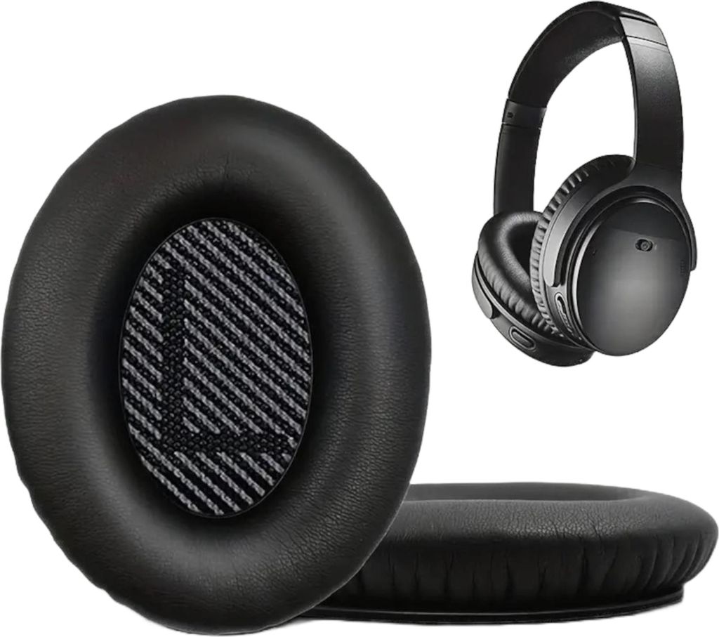 TRADEBIT 2x Ersatz Ohrpolster für BOSE QC35 QC25 QC15 2 AE2 QC2 Schwarz Kopfhörer