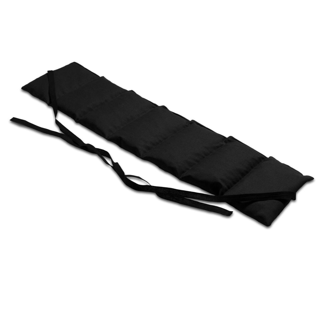 Bio-Dinkelkissen 7-Kammer mit Band, 65x15 schwarz. Wärme-Gürtel, langes Kissen zum Binden, Rücken
