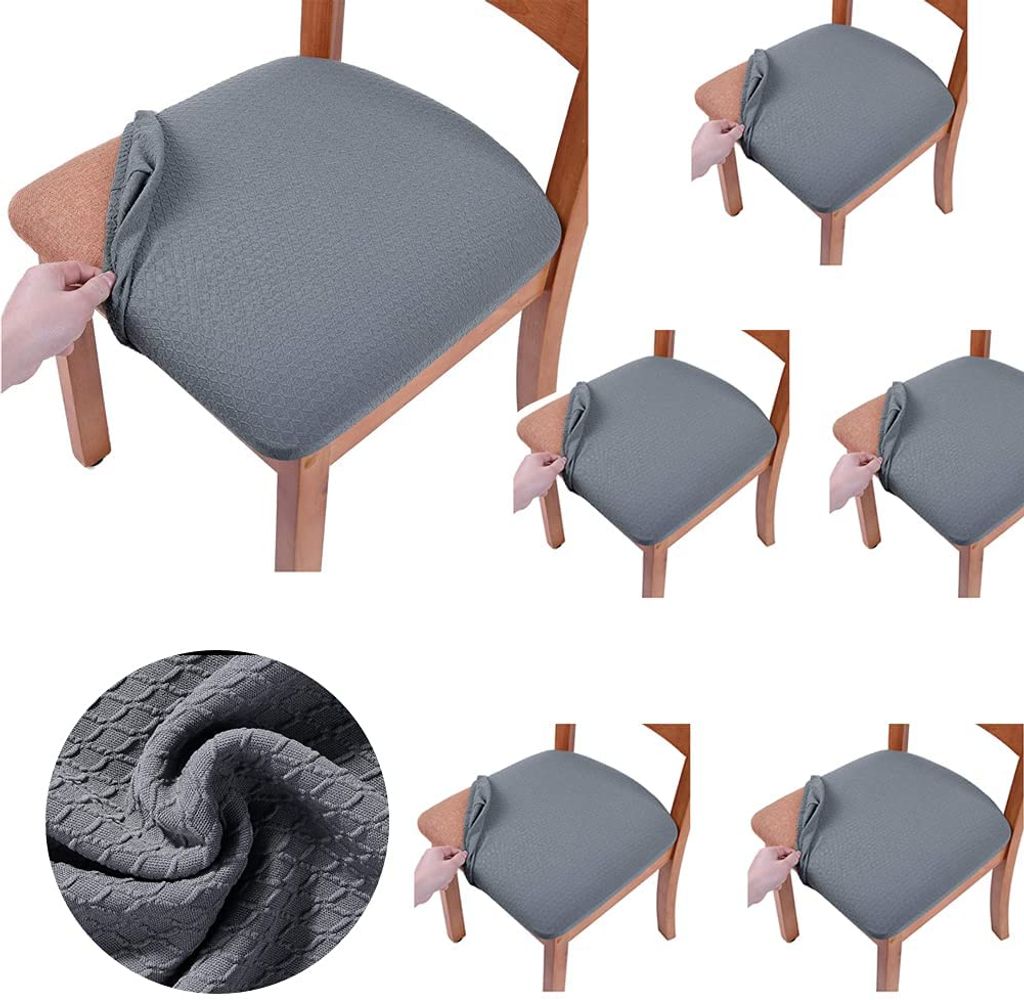 6pcs Stretch Jacquard Stuhl Sitzbezüge, abnehmbare Stuhl Sitzkissen