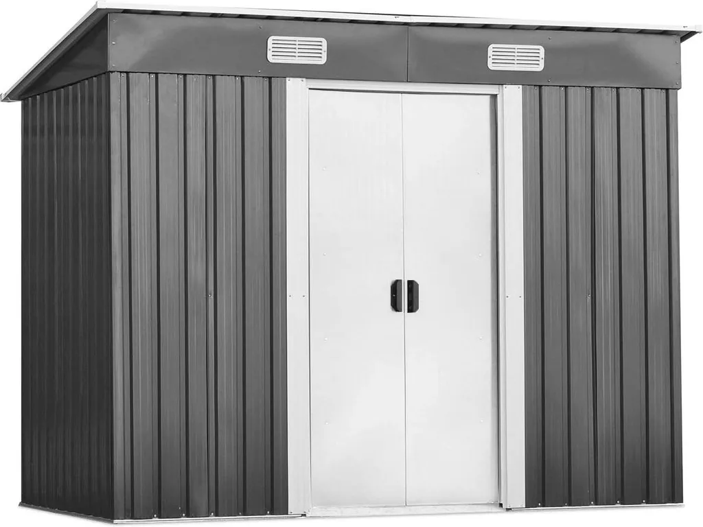 Abri de Jardin pour Stockage Vélos et Tondeuse 5m³ en Acier Galvanisé Gris