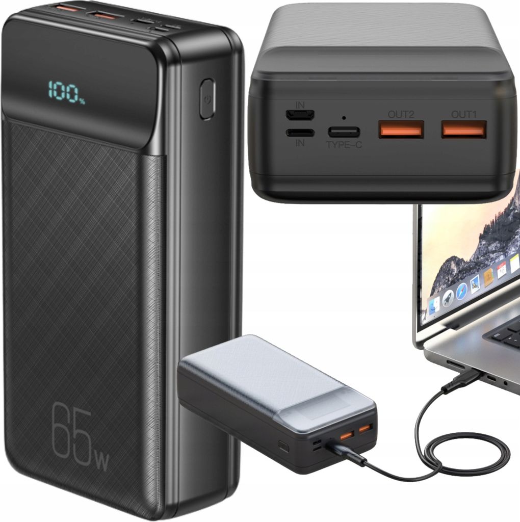 XO Powerbank pour ordinateur portable PR201 65W 30000mAh Image du produit 