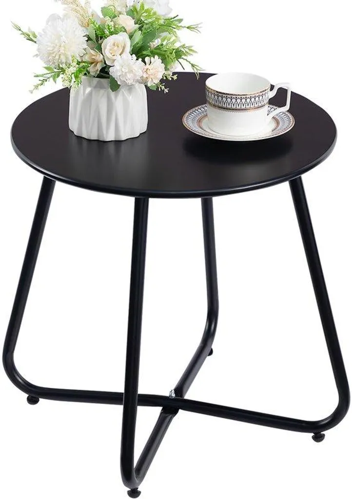 Table d'appoint ronde noire pour petit balcon - Mobilier métal de jardin