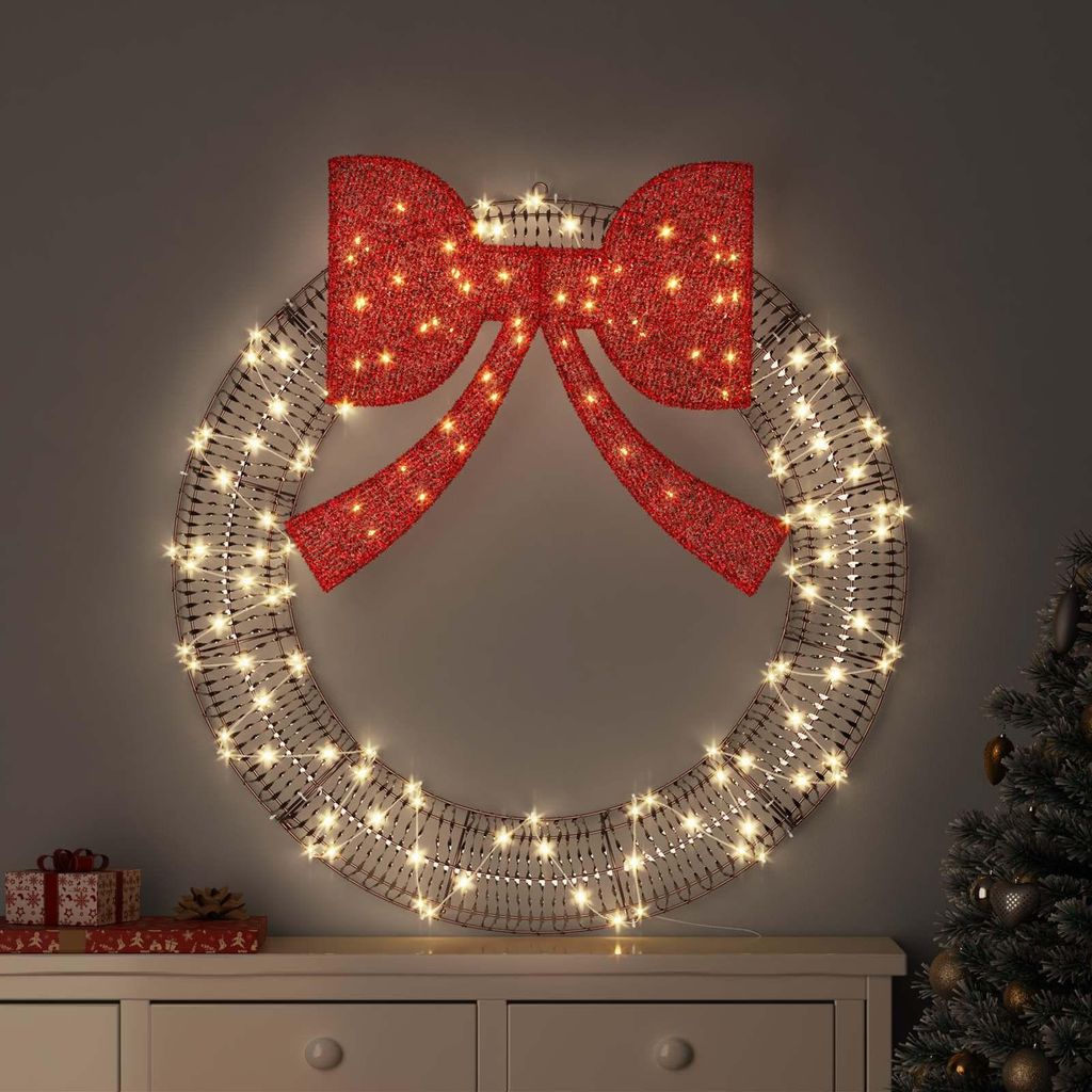 vidaXL Kranz mit 150 LEDs Warmweiß 121 x 121 x 10 cm PET