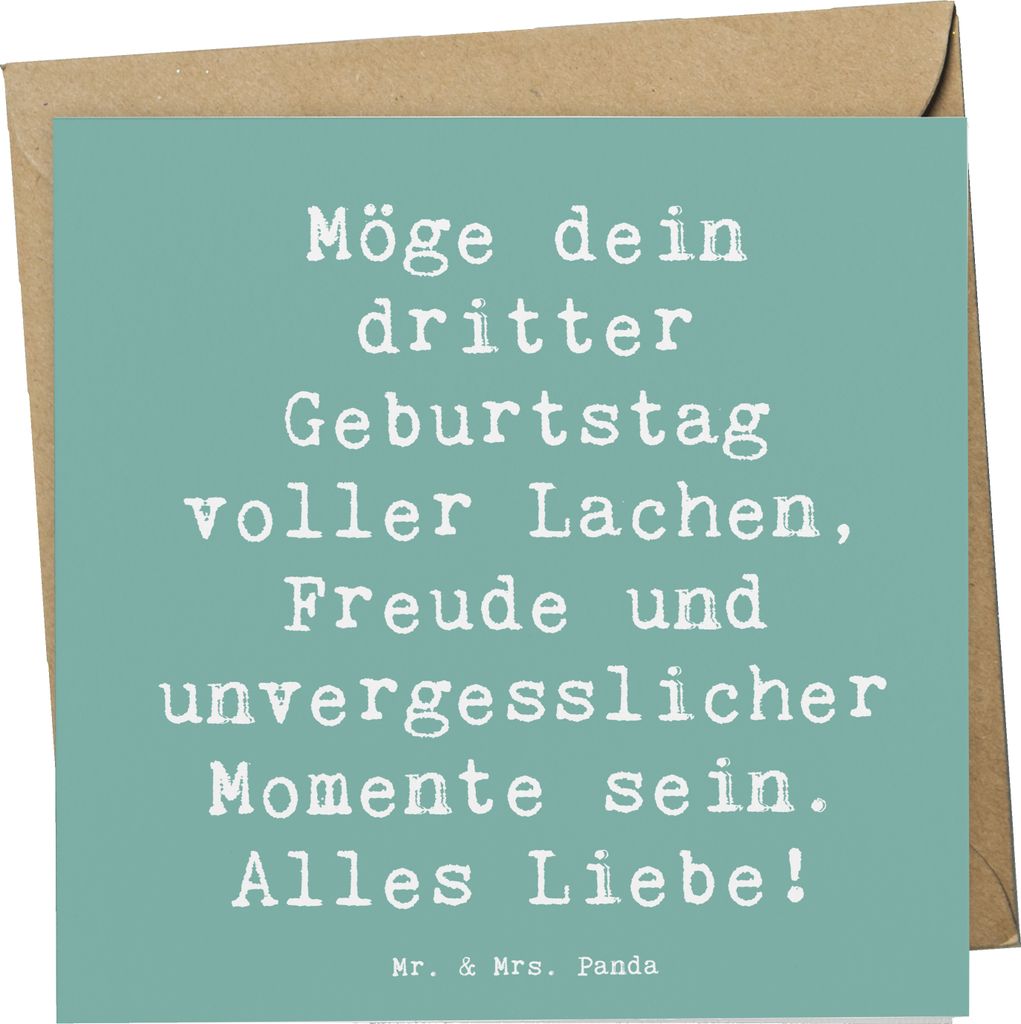 Mr. & Mrs. Panda Klappkarte Spruch 3. Geburtstag Glück - Meeresbrise - Geschenk, Grußkarte, faltkarte, Geburtstagsspruch, Alter, Glückwunschkart...