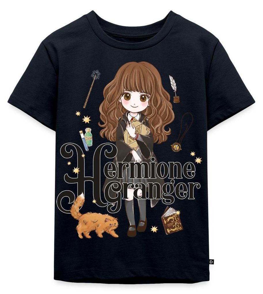 Spreadshirt Harry Potter Hermine Granger Chibi Kinder Premium T-Shirt, 134/140 (8 Jahre), Navy
