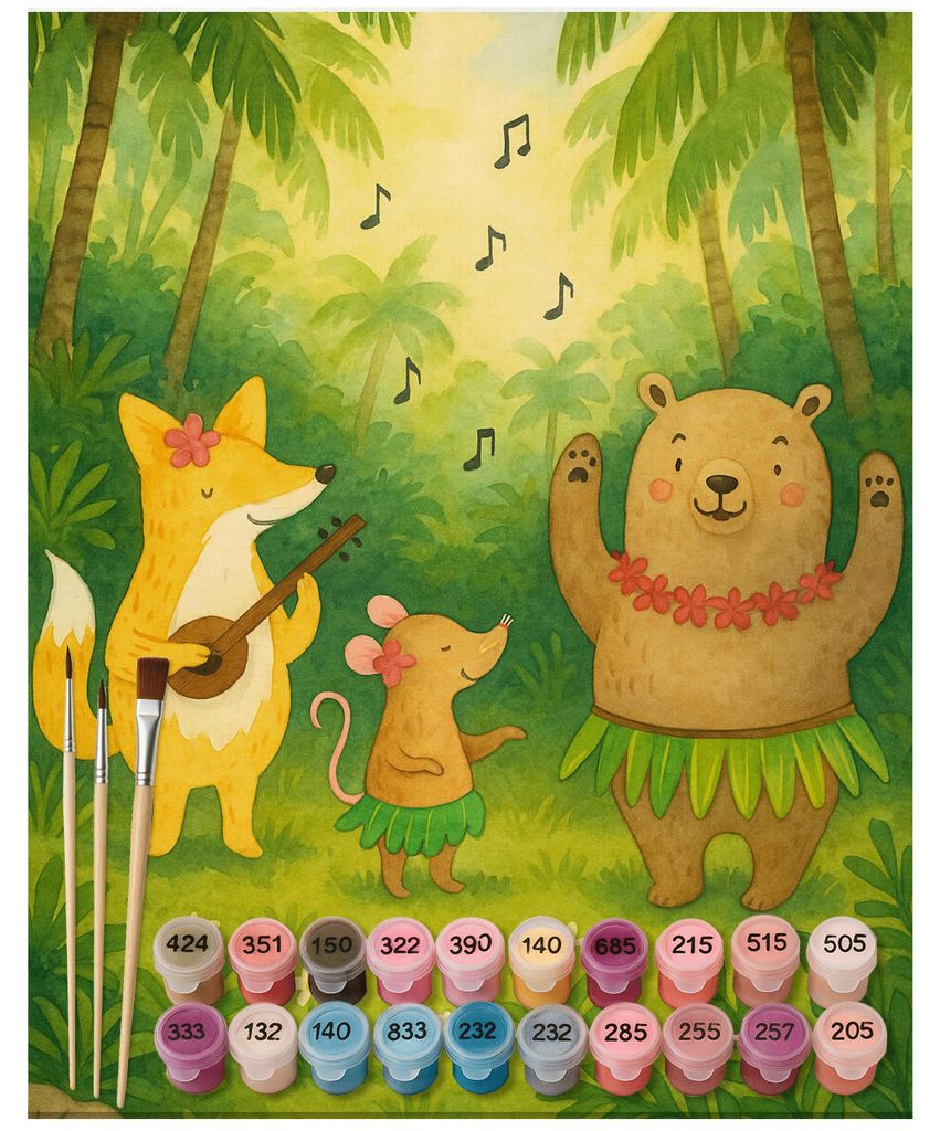 Mr. & Mrs. Panda malen mit zahlen Waldtiere Aloha Design 40 x 50 cm Ohne Rahmen - Weiß - Geschenk, Hase, Igel, diy set, Musik, nach, malerei, krea...