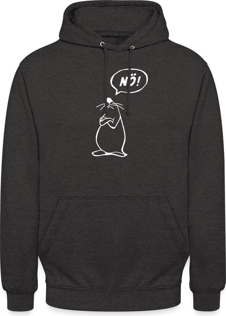 Spreadshirt Maus Lustiger Spruch Nö Bevor Du Fragst Nein Uni Hoodie, XXL, Anthrazit