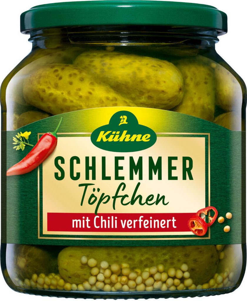 Kühne Schlemmertöpfchen scharfe Gürkchen mit Chili verfeinert 580ml