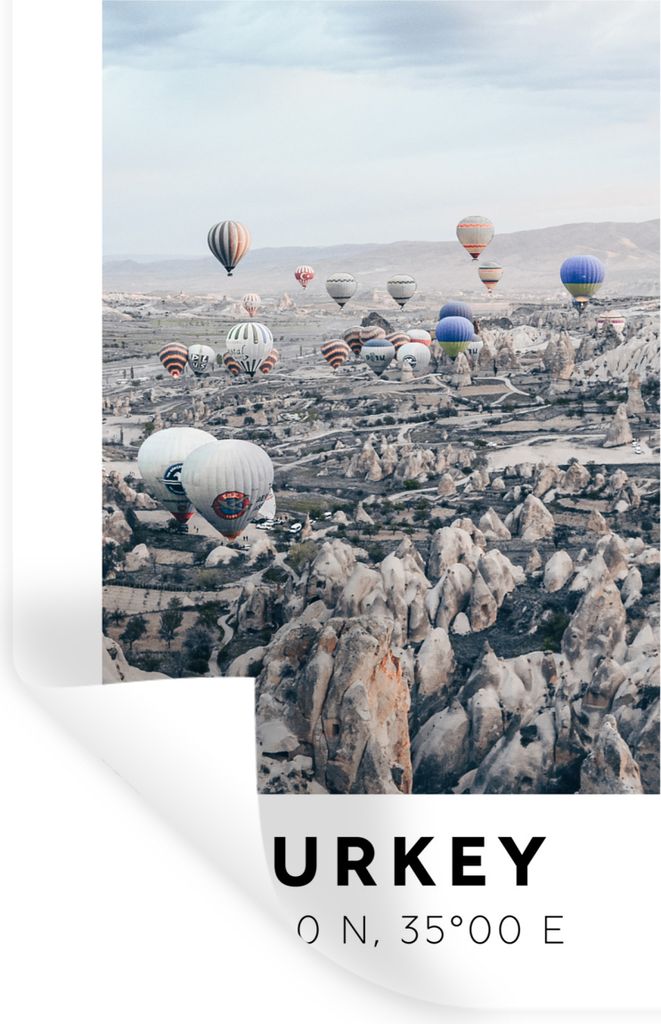 MuchoWow Wandtattoo Wandsticker Wandaufkleber Heißluftballon - Türkei - Sommer - Berge 40x60 cm Selbstklebend und Repositionierbar - Wierderver...