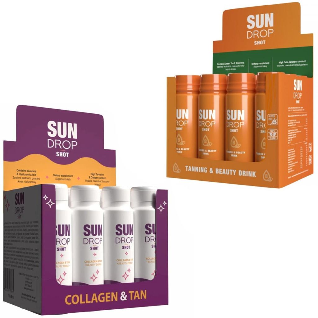 Set Sun Drop Collagen Tan Beauty Drink 12x + Sun Drop Shot Erfrischend 12x