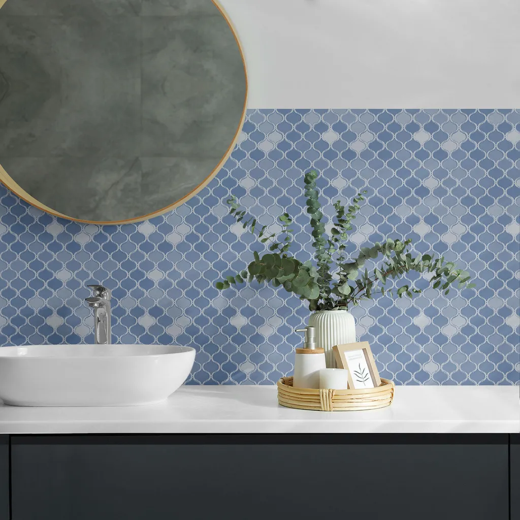 Motivo a mosaico a forma di arco - Piastrelle autoadesive - Piastrelle da parete - Pannelli da parete - Piastrelle autoadesive per il bagno - Piastrelle autoadesive per la cucina - Carta da parati autoadesiva per pareti - Decorazione murale -20 Unità 20 x 20 cm - 3