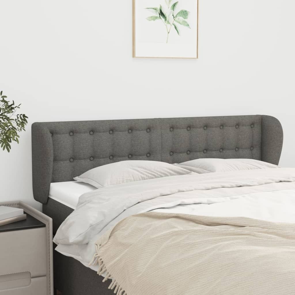 "Spring Sale"Kopfteil - modernes Design - fürs Schlafzimmer - mit Ohren Dunkelgrau 147x23x78/88cm Stoff DE421276 - Kopfteile