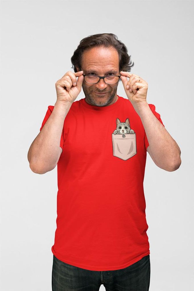 D&B Uni Polo PO00009 Cute Cat Pocket Rot-Größe M