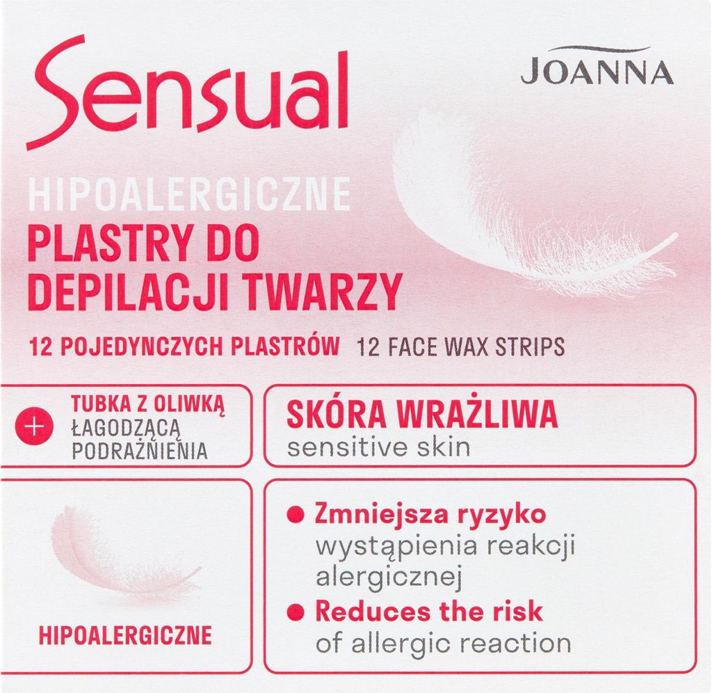 JOANNA Sensual hypoallergene Epilierpflaster für das Gesicht 12 Stück.