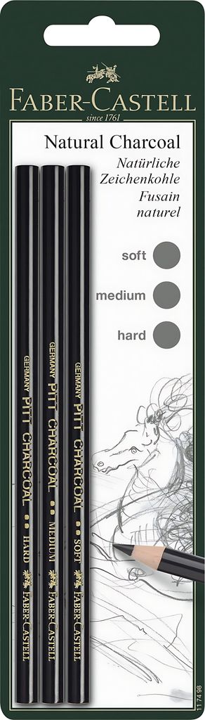 FABER-CASTELL Kohlestift Pitt fettfrei schwarz 3 in BK