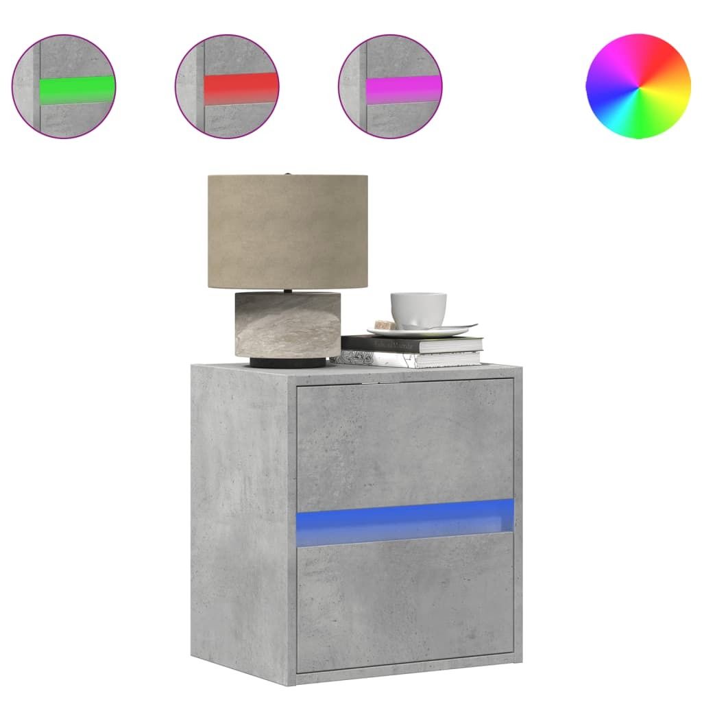 TV-Wandschränke LED-Beleuchtung 2 Stk. Betongrau 41x31x45 cm