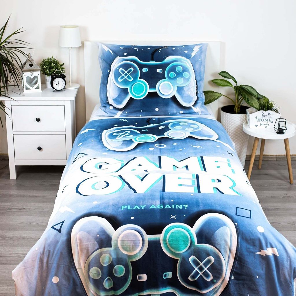 Jerry Fabrics Bavlněné povlečení 140x200 Game Over blue pad Obrázek produktu 